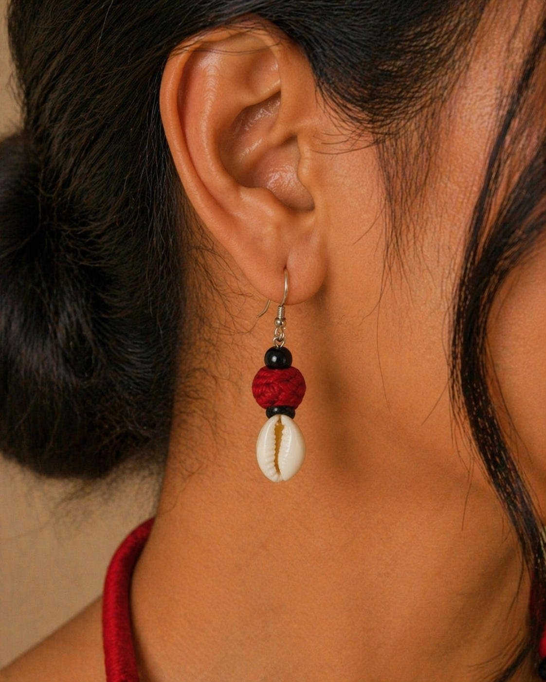 Red & Black Tribal Beaded Necklace Set