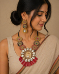Handcrafted Multicolour Tribal Necklace with Cowrie Pendant