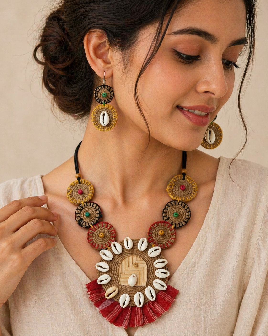 Handcrafted Tribal Statement Necklace & Earring Set