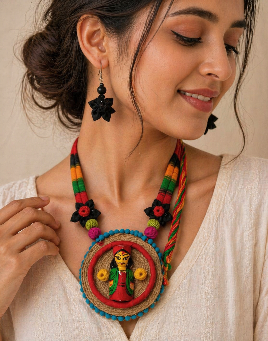 Handcrafted Folk Art Statement Necklace Set