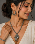 Oxidised Silver Artistic Pendant Necklace Set