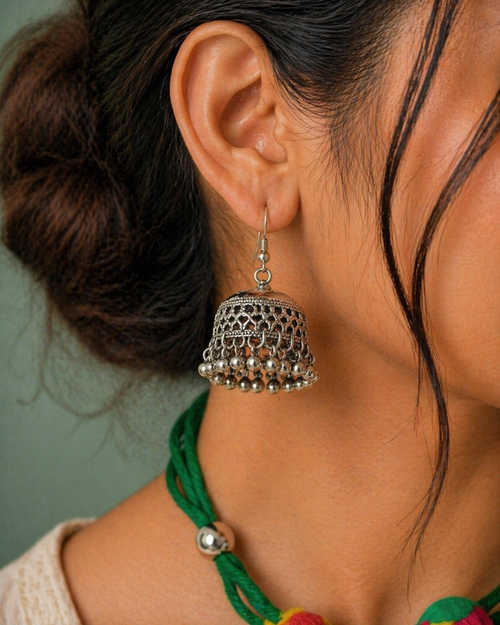 Boho Tribal Choker Necklace with Oxidised Pendant