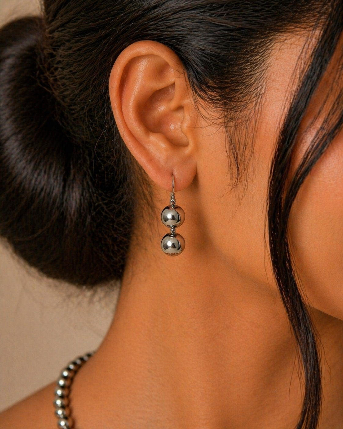 Minimalist Beaded Necklace & Drop Earring Set