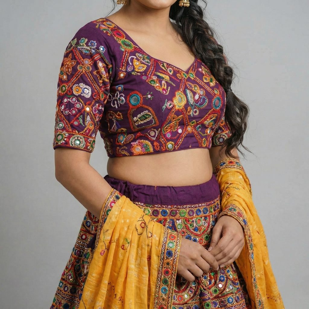 Purple Navratri Serve Chaniya Choli Set
