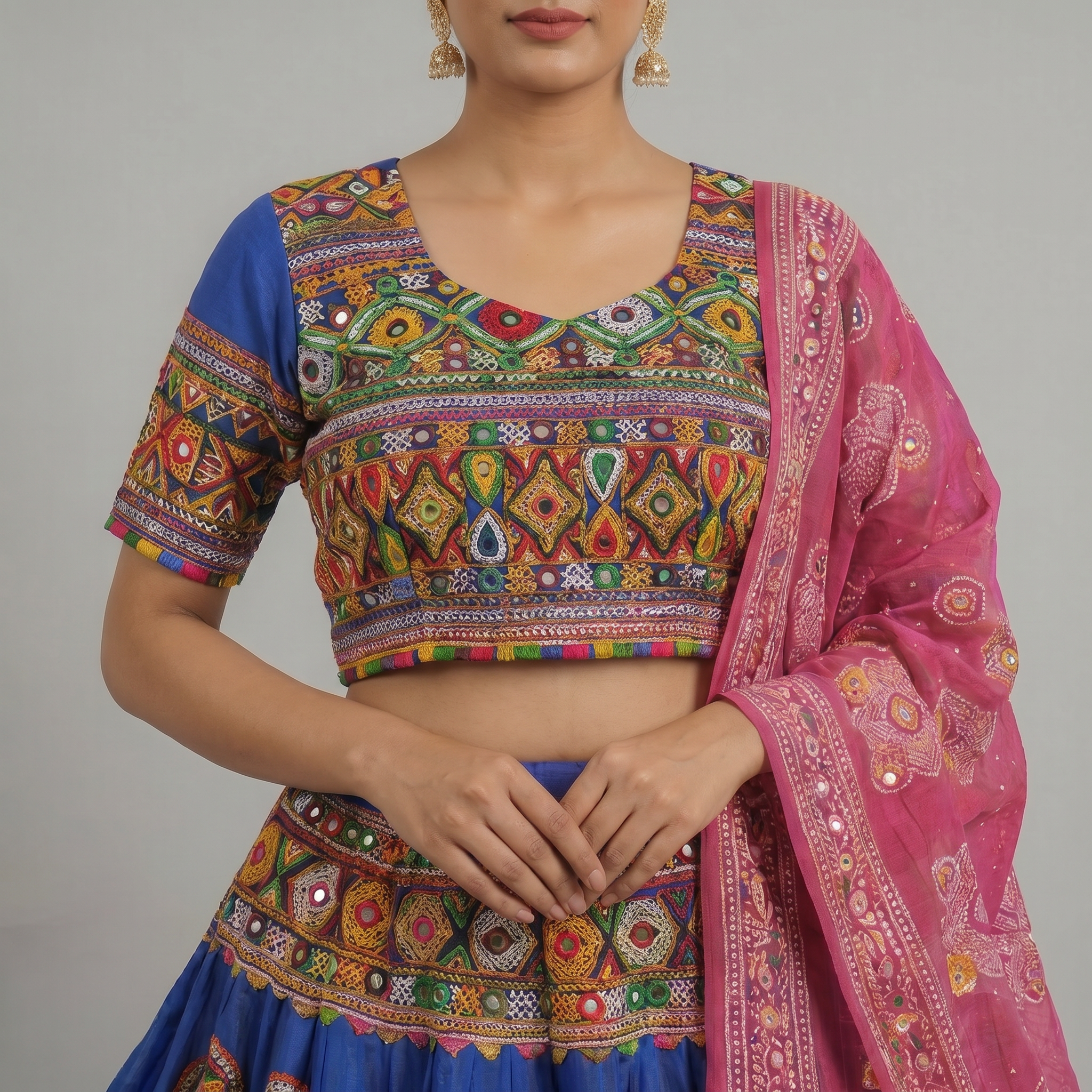 Royal Blue & Pink Traditional Chaniya Choli