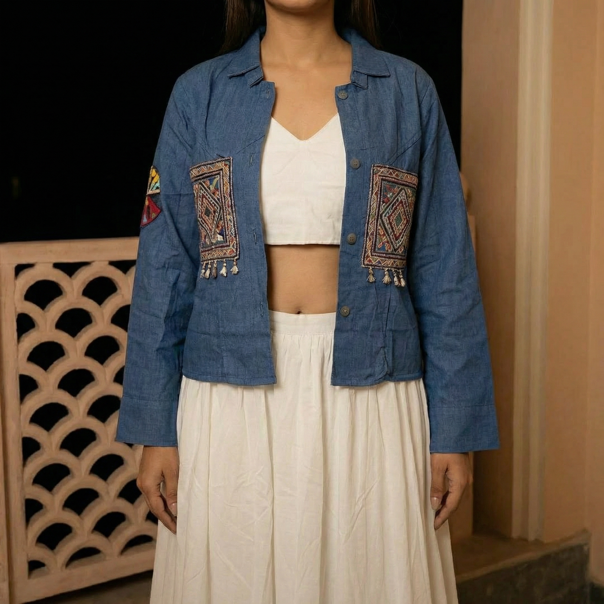 Indigo Heritage Jacket Chaniya Choli