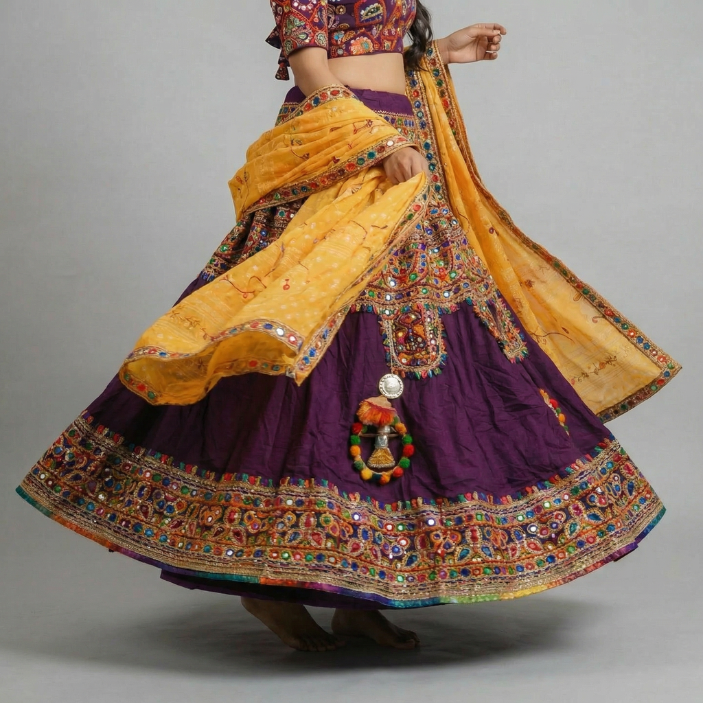 Purple Navratri Serve Chaniya Choli Set