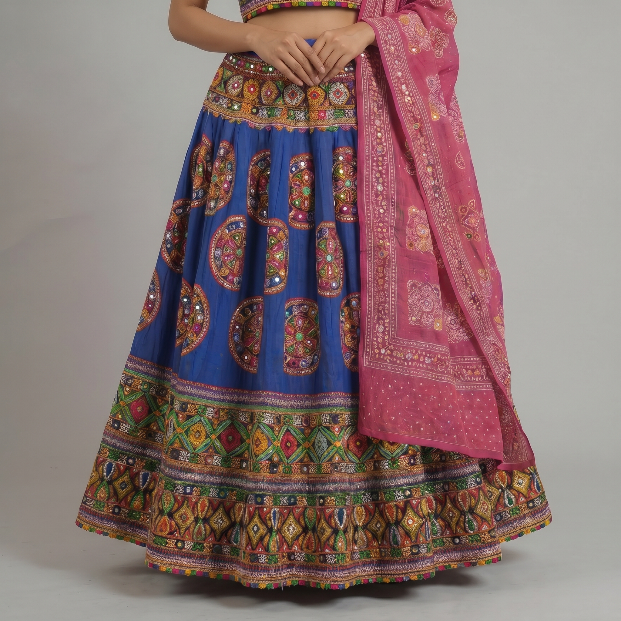 Royal Blue & Pink Traditional Chaniya Choli