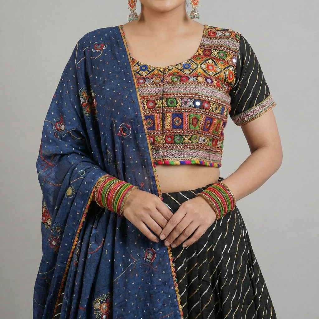 Midnight Stripe Chaniya Choli