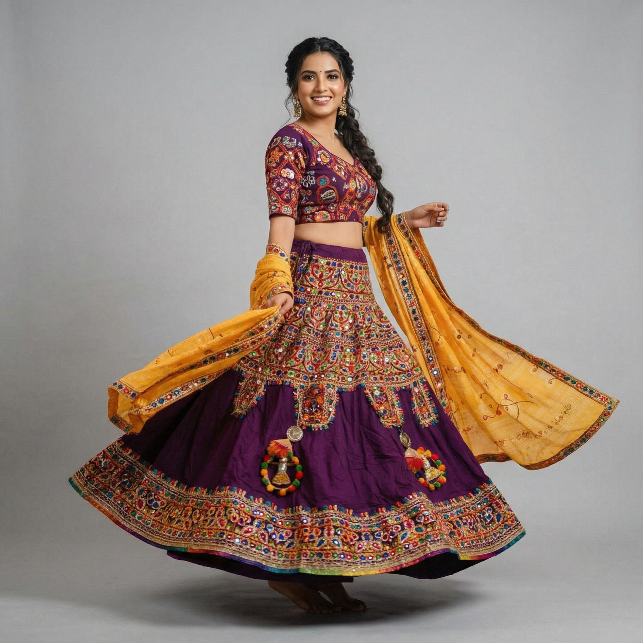 Purple Navratri Serve Chaniya Choli Set