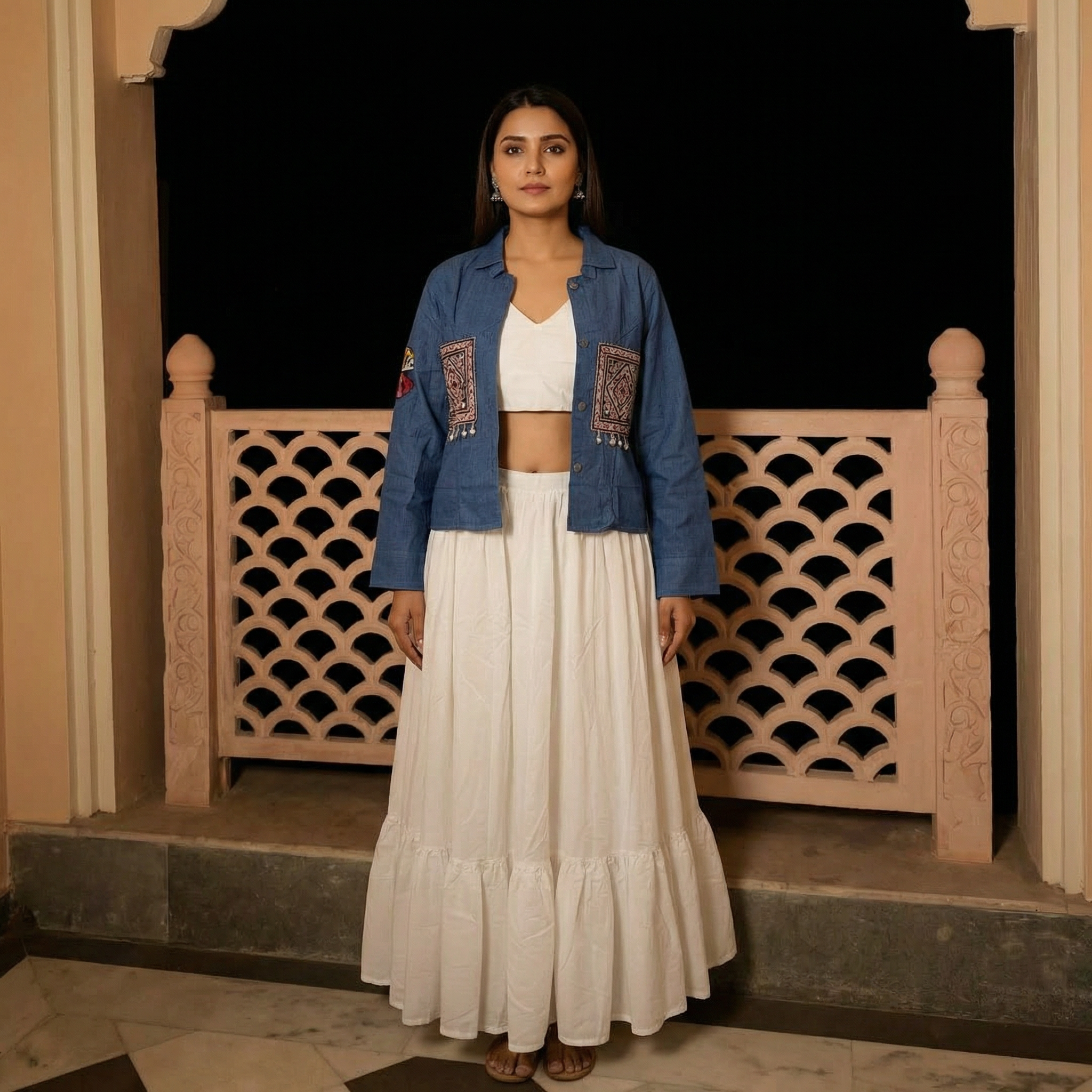 Indigo Heritage Jacket Chaniya Choli